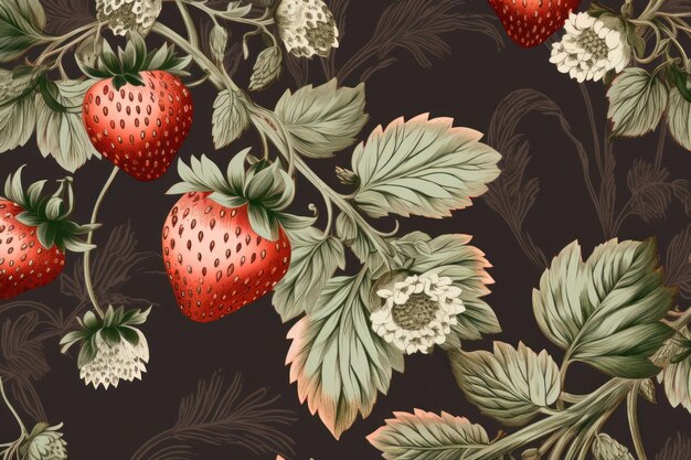 Photo stunning isolated strawberry in red and green color wallpaper pattern fruit