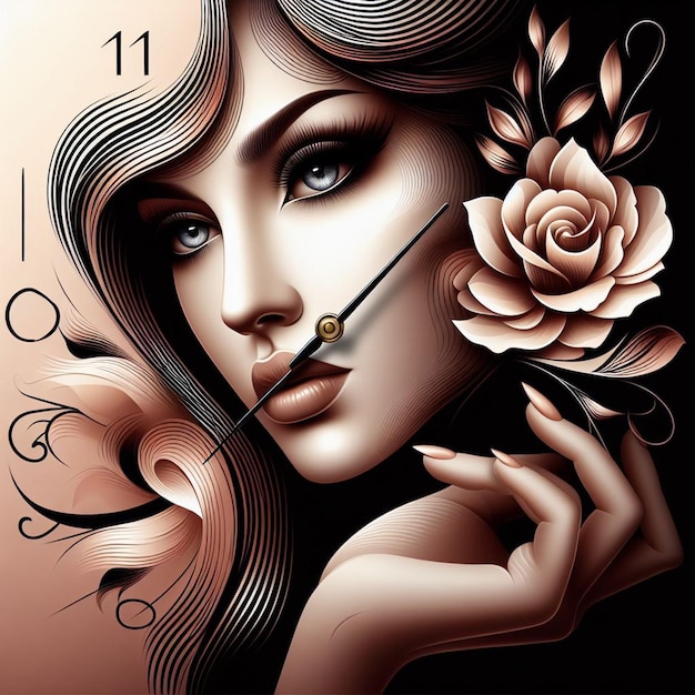 A stunning ladys face with an elegant dial