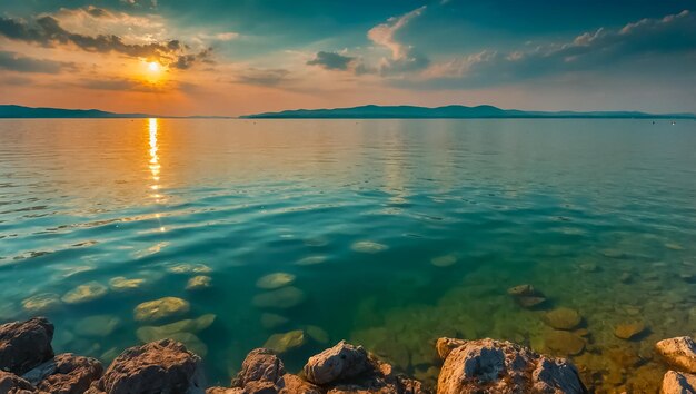 Photo stunning lake balaton hungary