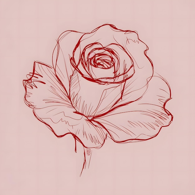 stunning line art rose elegantly sketched with fluid strokes