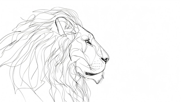 Photo stunning lion portrait in continuous line drawing style