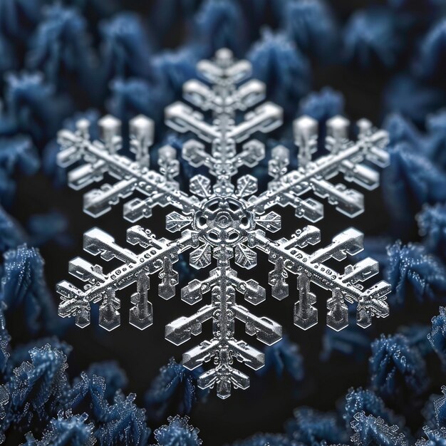 Photo stunning macro photograph of a detailed snowflake on a dark surface