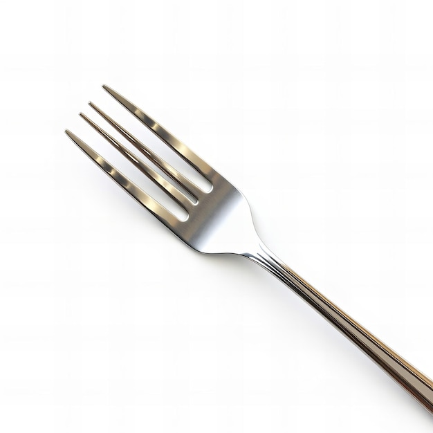 Photo stunning metal fork on white background