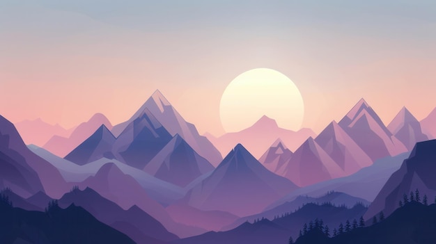 A stunning mountain landscape at dawn with the first rays of the sun illuminating the peaks The sky is filled with soft pastel hues creating a tranquil and inspiring scene Generative AI