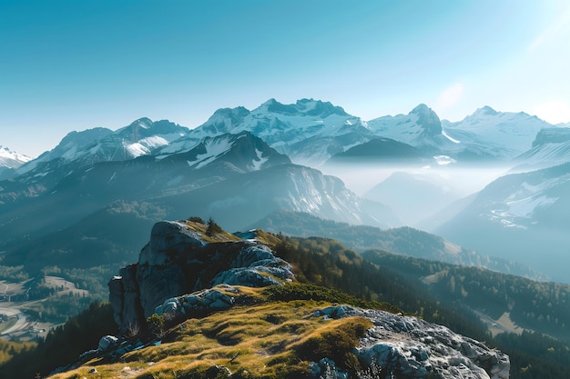 Stunning Mountain Landscape with Clear Blue Sky