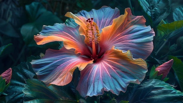 Photo stunning multicolored hibiscus flower thriving in tropical garden oasis