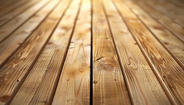 Photo stunning natural wood deck bathed in warm sunlight creating a beautiful pattern of light and shadow