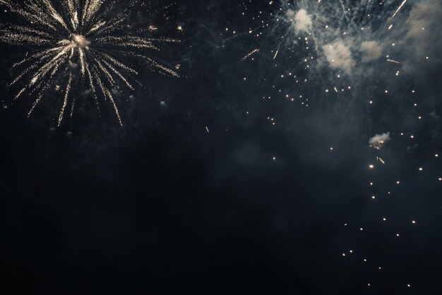 Photo stunning new year fireworks display on dark background with ample space for text and imagery