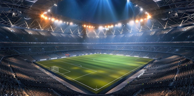 Stunning Nighttime View of a Packed Soccer Stadium Under Bright Lights A Sports Spectacle Generative ai