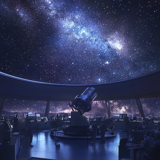 Photo stunning observatory scene with astronomers