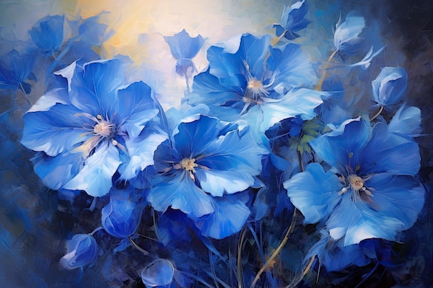 Stunning Oil Paintings of Blue Flowers on Canvas