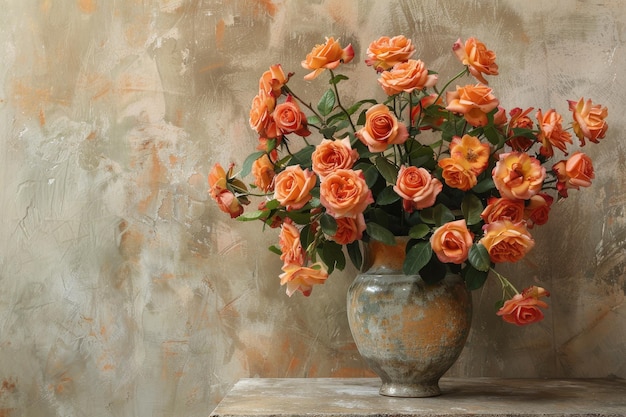 Stunning Orange Roses in a Vase