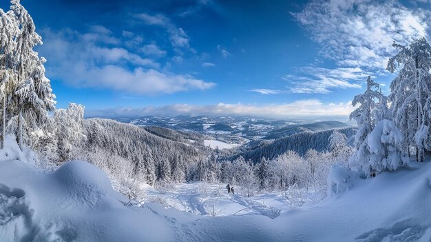 Photo stunning panorama of snowy winter landscape