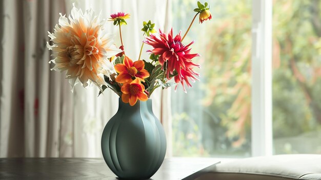 Photo a stunning picture of dahlias in vibrant