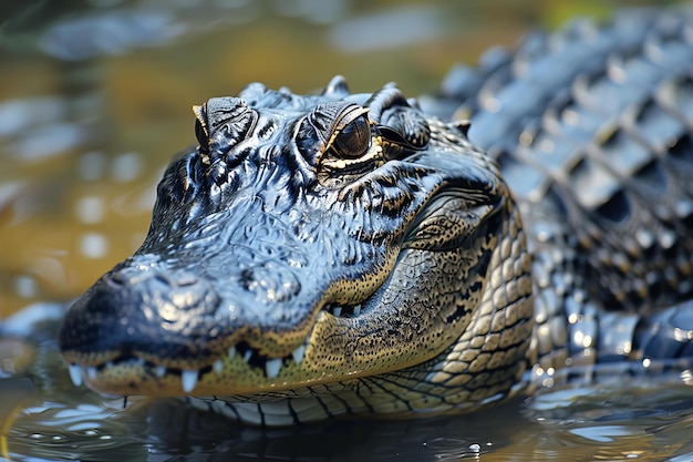 Stunning Picture Presenting Large alligators head above water surface detailed scales