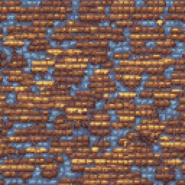 Stunning pixel art of a vibrant blue and brown patterned fabric perfect for adding a retro touch to