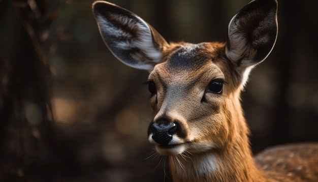 Stunning portrait of a cute deer in forest generated by AI