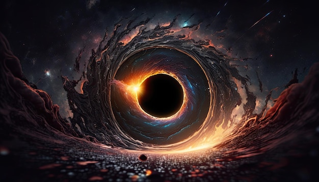 Stunning realistic wallpaper of a Black Hole Deep space starry astrophotography universe cosmus space background Generative ai