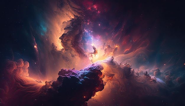 Stunning realistic wallpaper of a Nebula Deep space starry astrophotography universe cosmus space background Generative ai