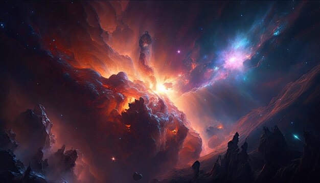 Stunning realistic wallpaper of a Nebula Deep space starry astrophotography universe cosmus space background Generative ai