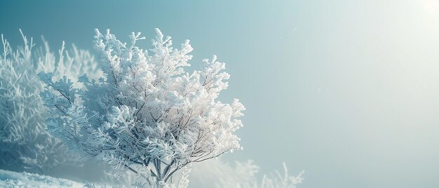 Photo stunning rime snow scene with tall peacock tailshaped rime tree crystal clear sparkling fairy