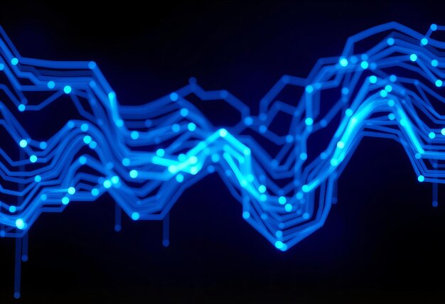 Photo stunning showing abstract background with a blue glowing digital circuit board depicting technology