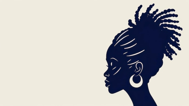 Photo stunning silhouette of elegant african woman in profile for beauty salon or jewelry product logo