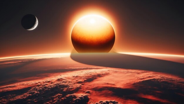 Photo a stunning solar eclipse illuminating the sky during sunset