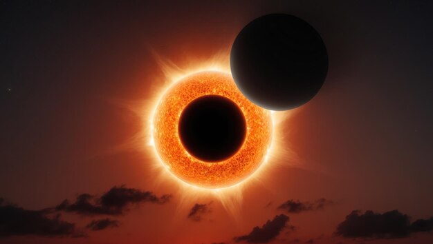 Photo a stunning solar eclipse illuminating the sky during sunset