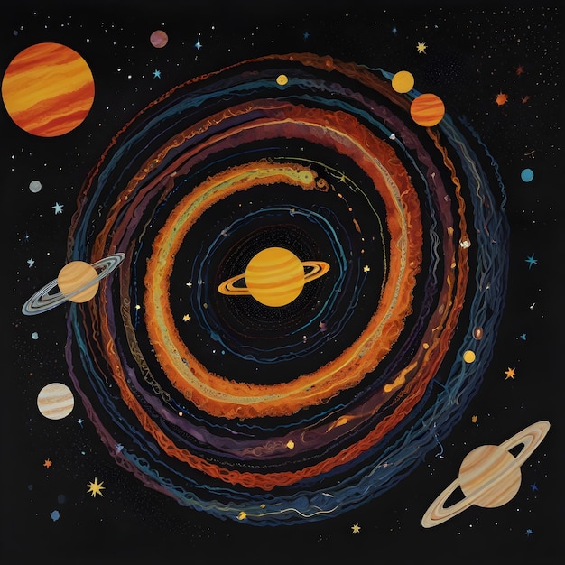 Photo stunning solar system drawing concept images