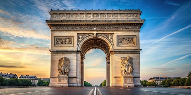 Photo a stunning stock photo of the arch of triumph also known as arc de triomphe or arco di trionfo with leading lines guiding the viewer s gaze towards this iconic monument