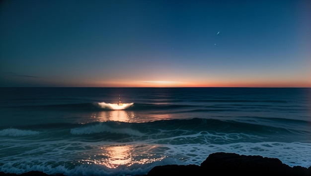 Photo stunning summer night with moonlit waves