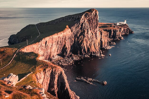 Stunning sunset at the Neist point lighthouse Scotland UK