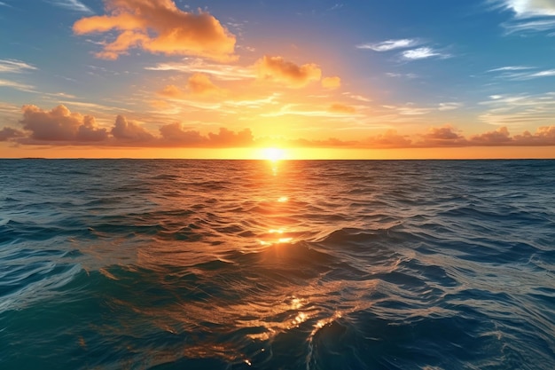 Stunning sunset over the ocean viewed from a boat