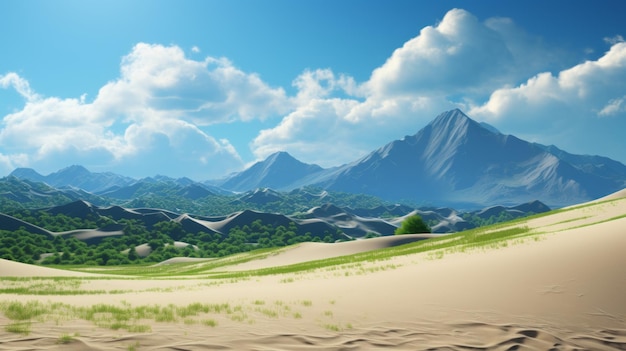 Stunning Terragen Desert Scenery Mountains Trees And Grass