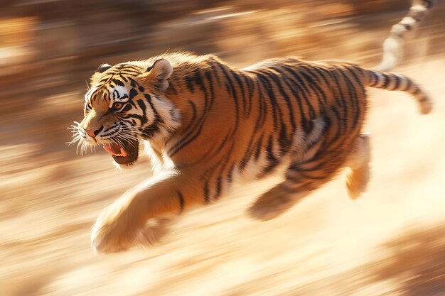 Photo stunning tiger running with speed