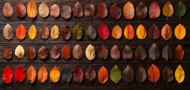 A Stunning TopDown View of an Array of Colorful Fallen Leaves Capturing Autumn39s Essence