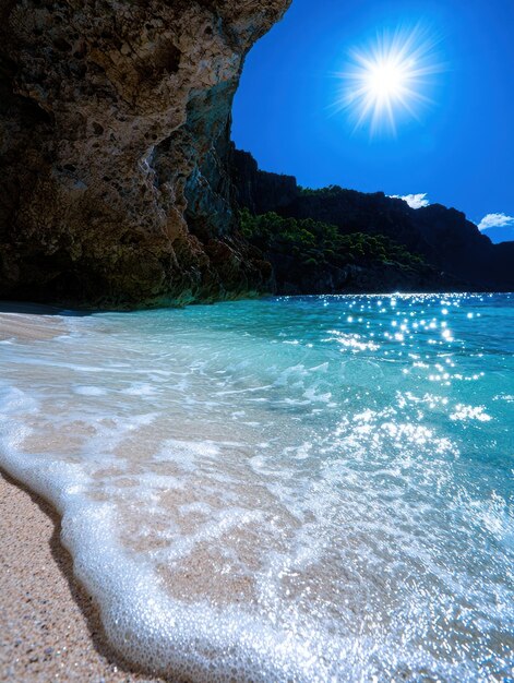 Photo stunning tropical beach with crystal clear turquoise waters