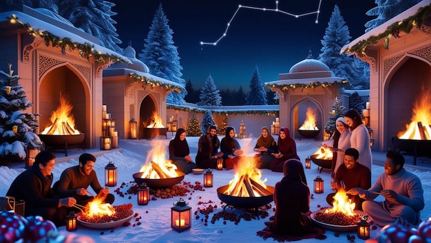 Photo stunning uhd wallpapers of yalda night fireplaces and bonfires