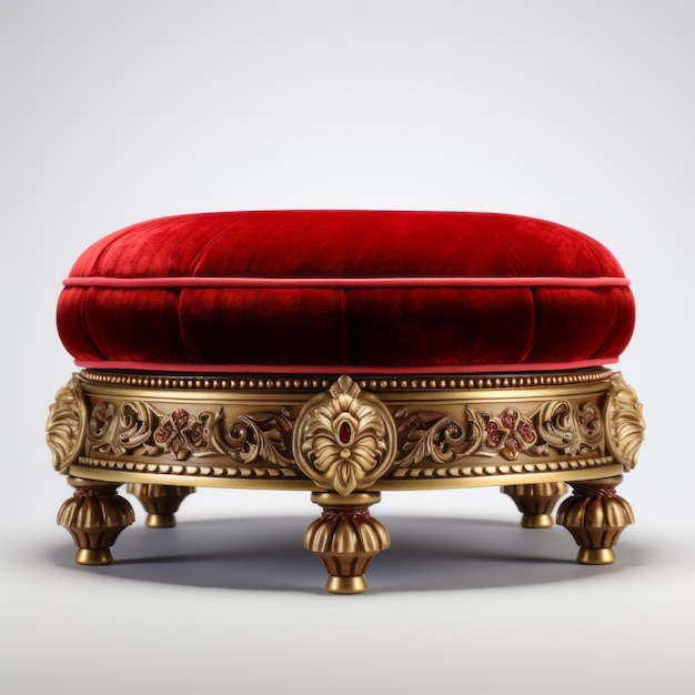 Stunning Velvet Victorian Foot Stool With White Background