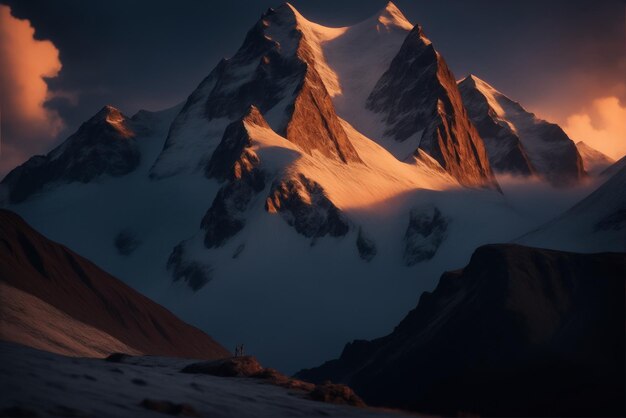 A stunning view of the Alaska mountains at sunset AI Generated