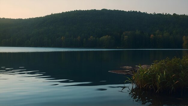 Photo a stunning view of the lake with the rich colors of a winter evening