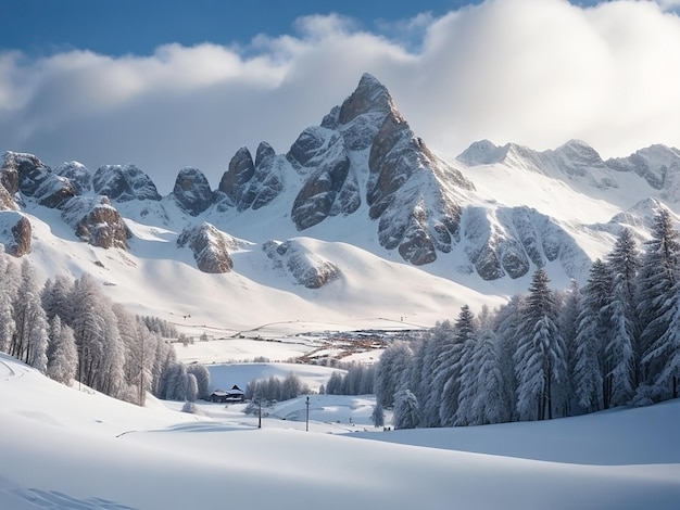 Stunning view of snow capped mountains