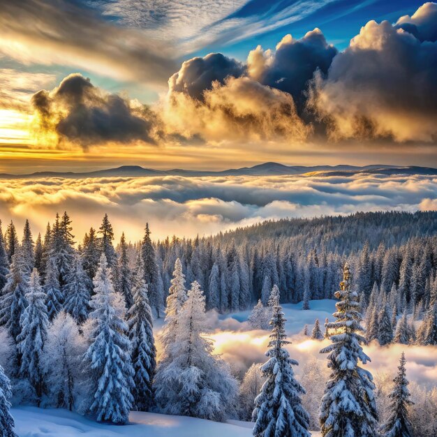 Photo stunning view of snowy cloud forests during winter at polarrz standard scale generative ai