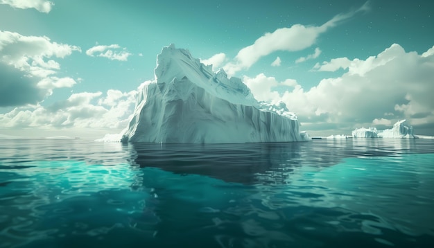 Stunning White Iceberg Drifting With Underwater View Uncovering Hidden Dangers And Global Warming Implications In GreenlandS Waters