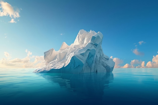 Stunning White Iceberg Sailing in the Ocean Revealing an Underwater Scene Unseen Threat and Implic