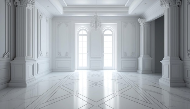 Stunning white marbel floor design Generative Ai