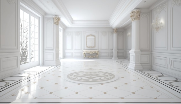 Stunning white marbel floor design Generative Ai