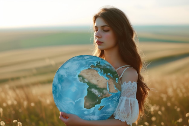 Stunning Woman Showcasing A Mesmerizing Circular Earth Painting