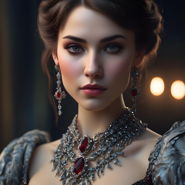 a stunning young woman in luxurious silver jewelry